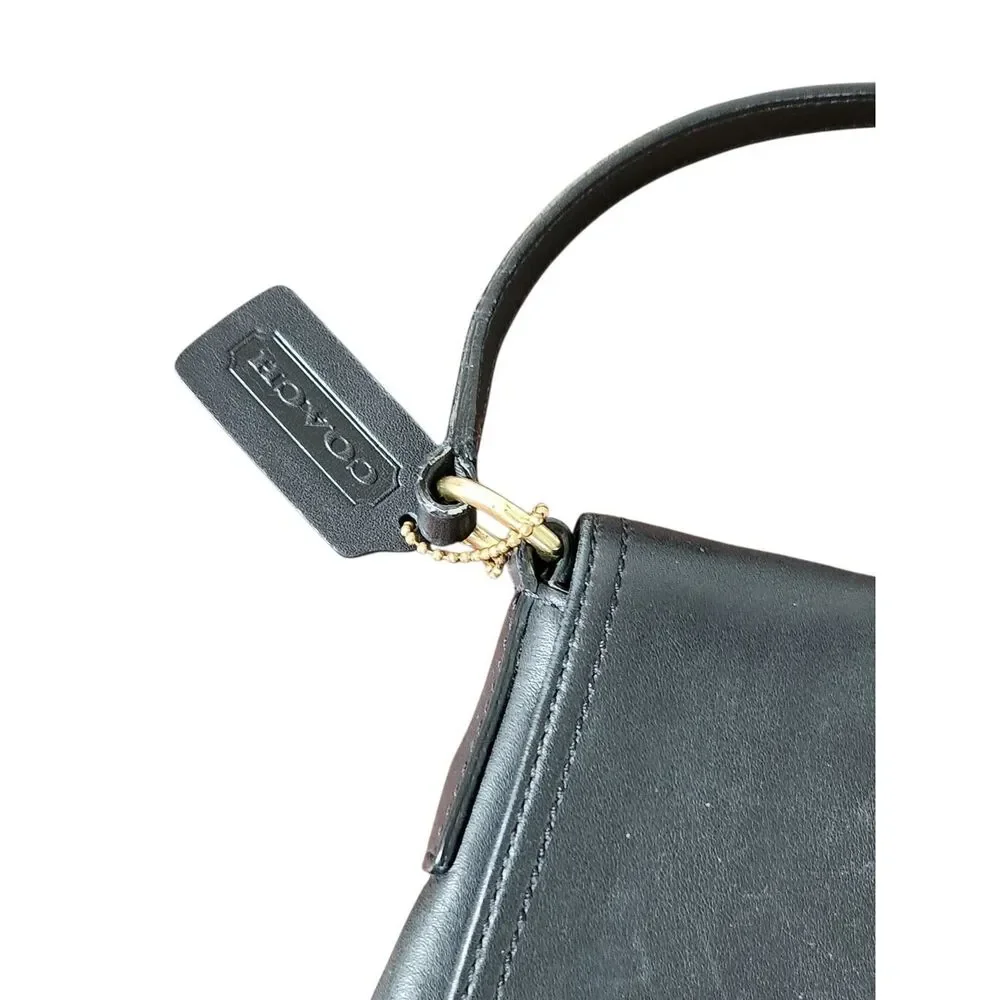 Vintage Coach Purse Shoulder Legacy Slim Black Leather Flap Crossbody 9592 EUC